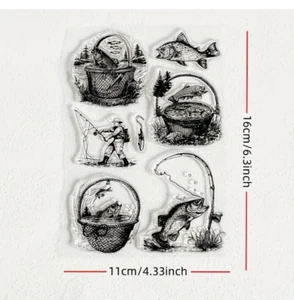 Fishing Clear stamps Fathers Day card NEW Free Ship - Picture 1 of 1