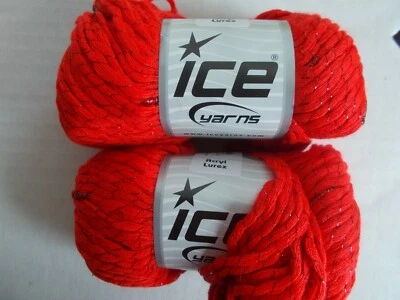 Hilos de hielo acrílico lurex hilo de vacaciones brillante, rojo/metálico, lote de 2 (110 yardas ea) Foto 1 de 2