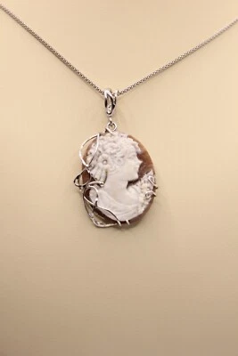 CIONDOLO ARGENTO CAMMEO PROFILO DI DONNA SARDONICA MM 27X36 ARTIGIANALE EXPLOIT - Immagine 1 di 4