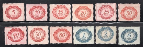 Liechtenstein 1920 Set of 12 Postage Due, Scott J1-J12 MH, value = $4.35 Cover