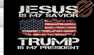 Jesus is My Savior Trump is My President Double Sided Flag 3x5 Ft 2024 - Picture 1 of 7