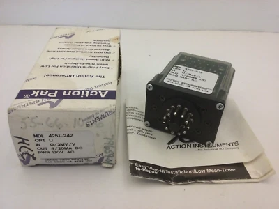 ACTION PAK 4251-242 RELAY 0/3MV/V 4/20MA DC 120V AC 11 PIN NIB - Image 1 of 4