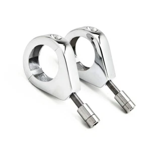 Chrome Turn Signal Relocater 39mm Clamp For Harley Sportster Dyna Glide Cruiser - Picture 1 of 3