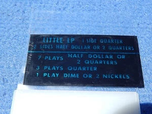 Wurlitzer 3100 3200 Coin Denomination Label Little LP 7 Plays Half Dollar - Picture 1 of 3