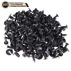 Silscvtt Black 6mm Auto Car Door Fender Hole Push Plastic Rivets Retainer Clips - Picture 1 of 15