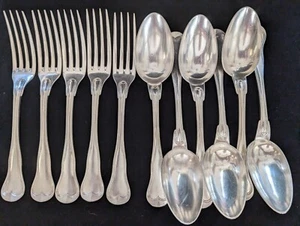 Antique French Christofle Silver Plate Forks And Spoons “Filets Violon” Pattern - Picture 1 of 12