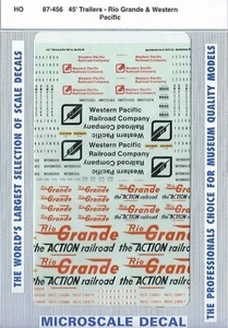 HO 1:87 Microscale 87-456 Denver &Rio Grande, Western Pacific 45' Trailer Decals - Picture 1 of 1