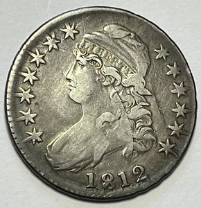 1812 Capped Bust Half Dollar - Better Date 50C Piece; O-106 - Die Crack! Q016 - Picture 1 of 3