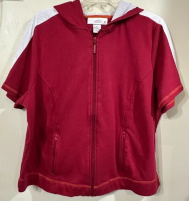 Venezia Sport 18/20 Sudadera con Capucha Manga Corta Cremallera Frontal Rojo Arándano Bolsillos Usada en Excelente Condición Foto 1 de 4