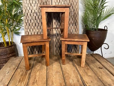 Vintage Reclaimed  Rustic Hand Made Small Side Lamp Table Plant Stand Stool - Image 1 of 4