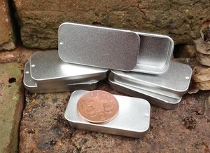 Rectangle Metal Tin with Sliding Lid 10ml *Camping Stash Survival Balm Storage - Picture 1 of 2