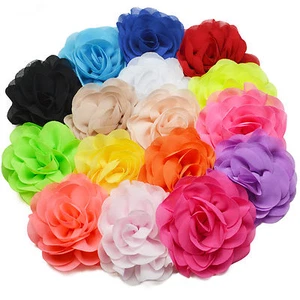 8cm Neon Brightly Coloured Fabric Flower Hair Clips Grips Bobbles - Picture 1 of 24