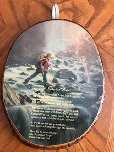 Vintage Wood Plaque New Guardian Angel & Prayer Gorgeous Made in the USA - Picture 1 of 9