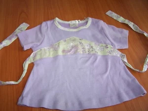 Sz 4T Girls BABY NAY Lavender Mint Green Top Boutique s/s Cotton Knit NWOT ties - Picture 1 of 5