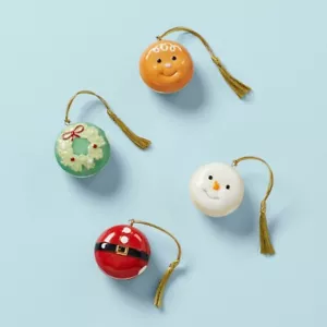 Lenox Macaron Set di 4 Ornamenti Ceramici Natale Nuovi con Scatola - Foto 1 di 4