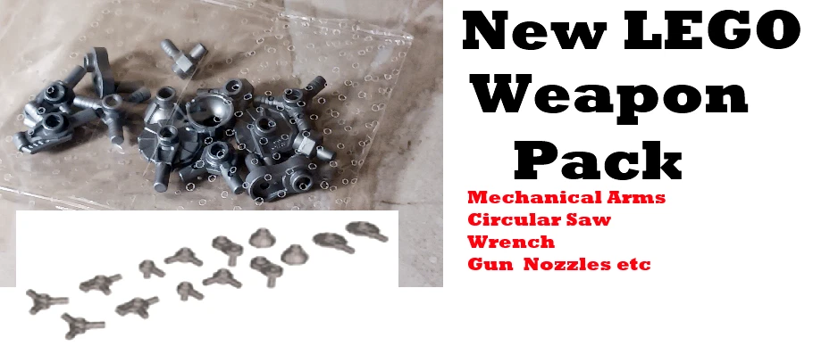 New LEGO Weapons Tool Pack Lot of 14 Circular Saw Gun Mechanical Arms Silver - Image 1 of 1