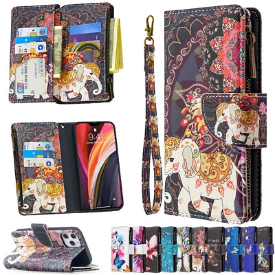Zipper Bag Wallet Stand Flip Phone Cover Case For iPhone 14 13 12 11 Pro Max XR - Image 1 of 4