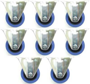 8 Stück SL 80 mm Gummirollen Blue Wheel Bockrollen Schwerlast Transportrollen - Bild 1 von 8