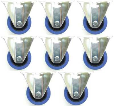 8 Stück SL 80 mm Gummirollen Blue Wheel Bockrollen Schwerlast Transportrollen - Bild 1 von 4