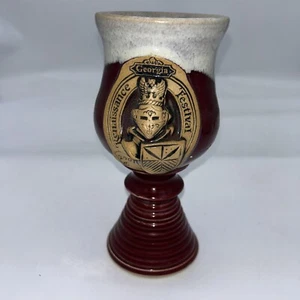 Taza de cerveza Knight 2001 Georgia Renaissance Festival copa de vino cerámica hecha a mano - Imagen 1 de 5