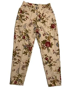 Lizwear Liz Claiborne Linen Cotton Floral Pleated Pants Size 12 - Picture 1 of 7