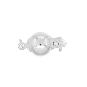 Sterling Silver Round Necklace Ball Push Pearl Box Clasp ap. 8mm #99689 - Picture 1 of 1