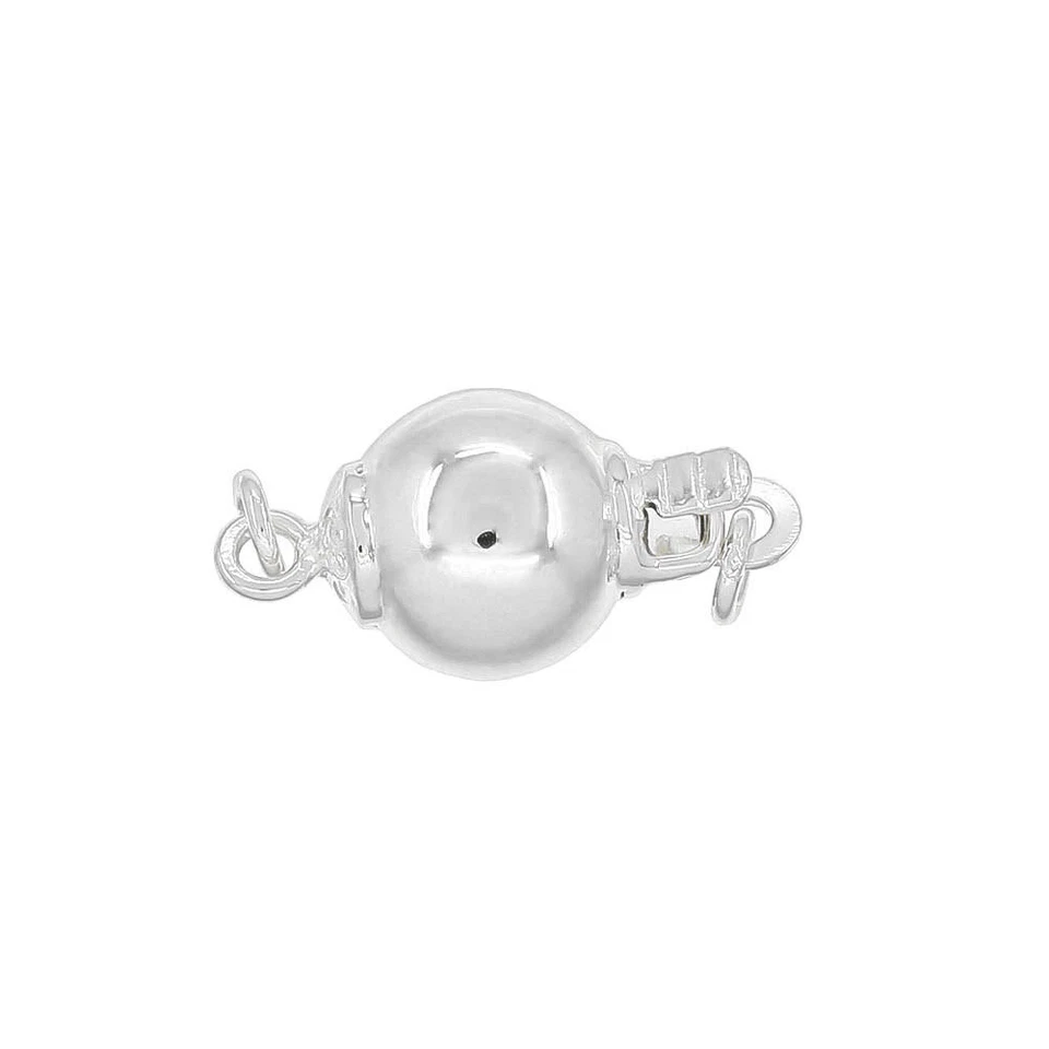 Sterling Silver Round Necklace Ball Push Pearl Box Clasp ap. 8mm #99689 - Image 1 of 1