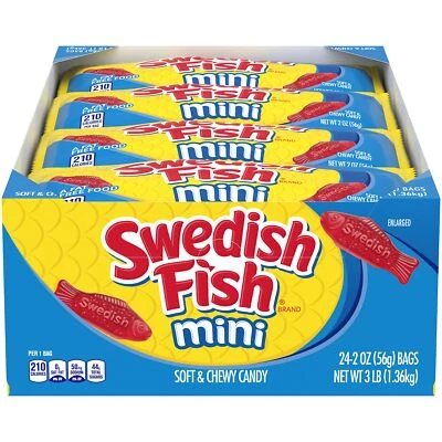 SWEDISH FISH Mini Soft & Chewy Candy, Bulk Candy, 24 - 2 oz Bags - Image 1 of 4