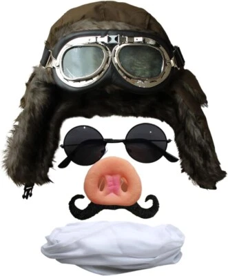 Studio Ghibli Porco Rosso halloween pig aviator nose mustache hat goggles Japan - Photo 1/4