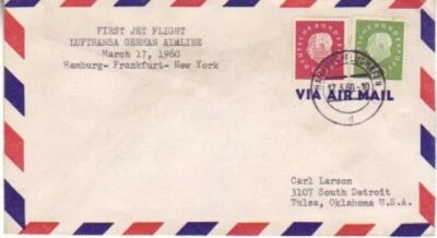 Germany (W) - Ianaugural Flight  Lufthansa Hamburg to NY. (Airmail SC) 1960 - Image 1 of 2