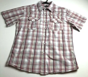 Indigo Star Snap Button Shirt Men's Medium M Plaid Short Sleeves Western Cowboy - Picture 1 of 11