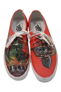 Vans maßgeschneiderte bemalte Godzilla vs Mothra abstrakte Schuhe Größe 9 Herren 10,5 Damen - Bild 1 von 8