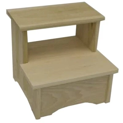 eHemco Handcrafted Solid Wood Bed Stool 2-Step Stool, 13 Inches, Unfinished - Image 1 of 3