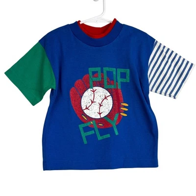 Vintage 90s Buddy Boys Pop Fly Blue Baseball Shirt - 5 5T - Image 1 of 4