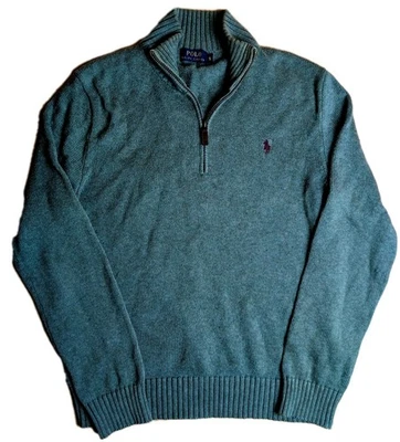 Polo Ralph Lauren smaragdgrün burgunderrot Pony 1/4-Reißverschluss Pullover Fleece Herren Small - Bild 1 von 4