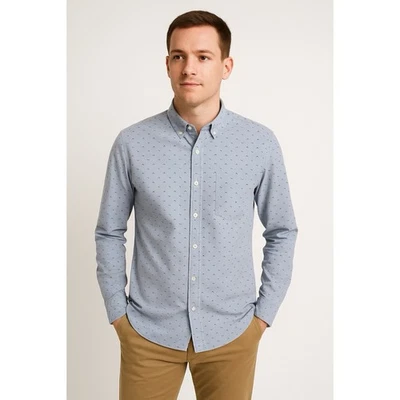 Native Code Shirt Men's XL Blue Geometric Button Front Cotton Casual Long Sleeve - Image 1 of 4