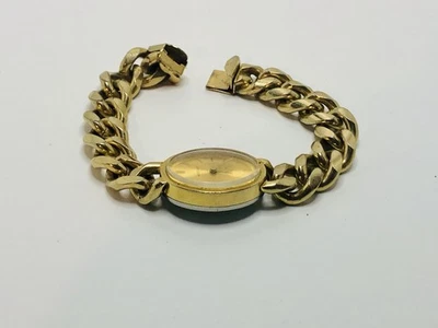 Reloj Pulsera Westclox Eslabón Cubano Manual Tono Dorado De Colección Estado De Funcionamiento Foto 1 de 4