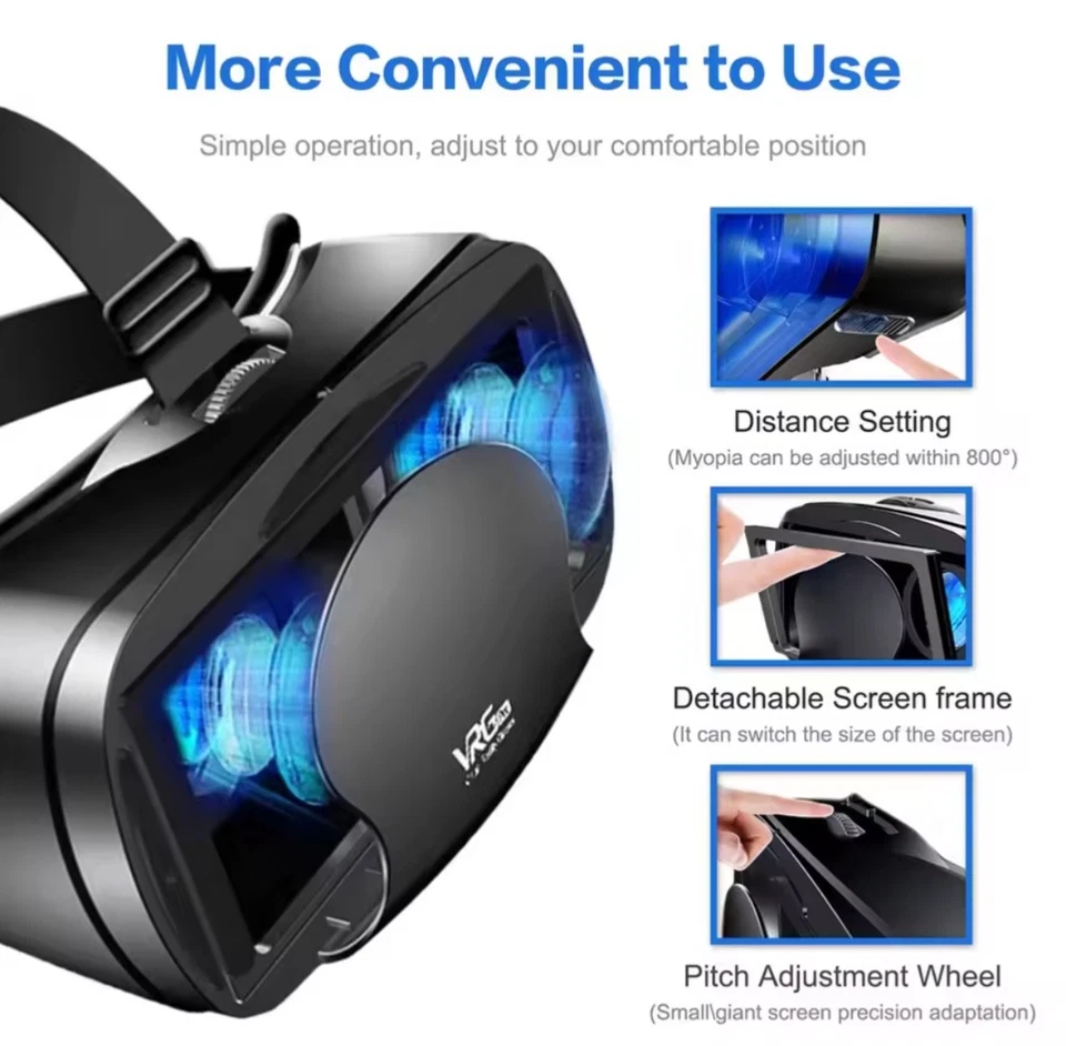 3D VR Headset Box Virtual Reality Helmet Glasses For 5-7” Screen Smart Phone - Image 1 of 4