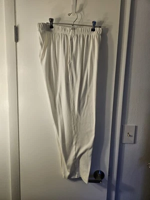 Pantalones de salón Roamans blancos con cintura elástica grandes para mujer Foto 1 de 4