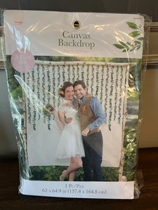 5-FT CANVAS BACKDROP NEW 62X65 VINE 5 FT IVORY PARTY WEDDING PHOTO BOOTH NWT NEW - Picture 1 of 3