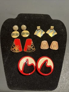 Lote de 5 pendientes perforados esmaltados vintage - Imagen 1 de 5