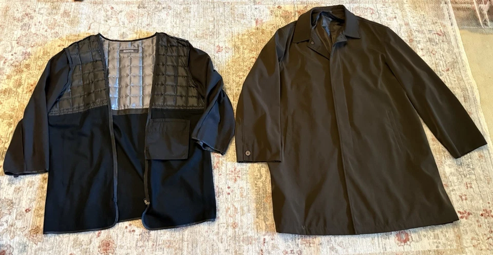 KENNETH COLE REACTION Brown Trench Coat Removable Warm Wool Liner Mens XL EUC - Image 1 of 4