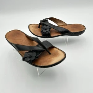 Geboren Damen schwarz Leder Riemen Pantolette Schuh mit Blume B97903 Größe 9M - Bild 1 von 12