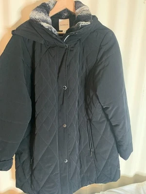 Chaqueta Croft & Barrow Mujer 2X Abrigo Parka Negro Extraíble Capucha Bolsillos con Cremallera Foto 1 de 4