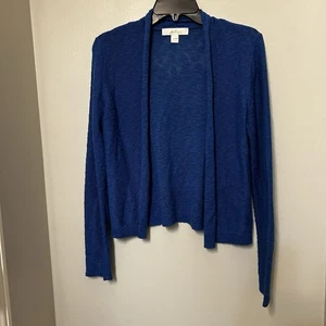 Lilly Pulitzer Faretta Blue Cotton Open Front Cardigan Size XS Layering - Picture 1 of 8