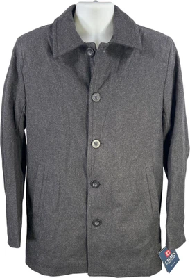 Chaps Men’s Dark Gray/Black Wool Blend Button Up Jacket - S - Image 1 of 4