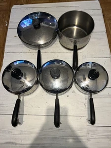 Revere Ware 1801 Kupferboden 9-teiliges Set Vintage USA mit Oberteilen 1,2,2,3, Menge 9 Zoll FP - Bild 1 von 15