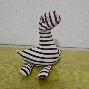 Old Navy rosa braune Streifen Giraffe Plüsch Rassel Lovey Baby geschlossene Augen 2009 - Bild 1 von 8