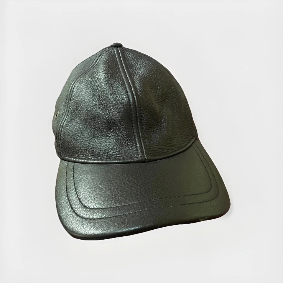 Gorra de béisbol negra ajustable Stetson Peyton de cuero genuino vintage Foto 1 de 4