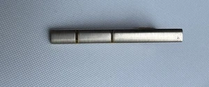 Men's Brushed Chrome Tie Clip Tie Bar Clasp with Gold tone stripes - Picture 1 of 6